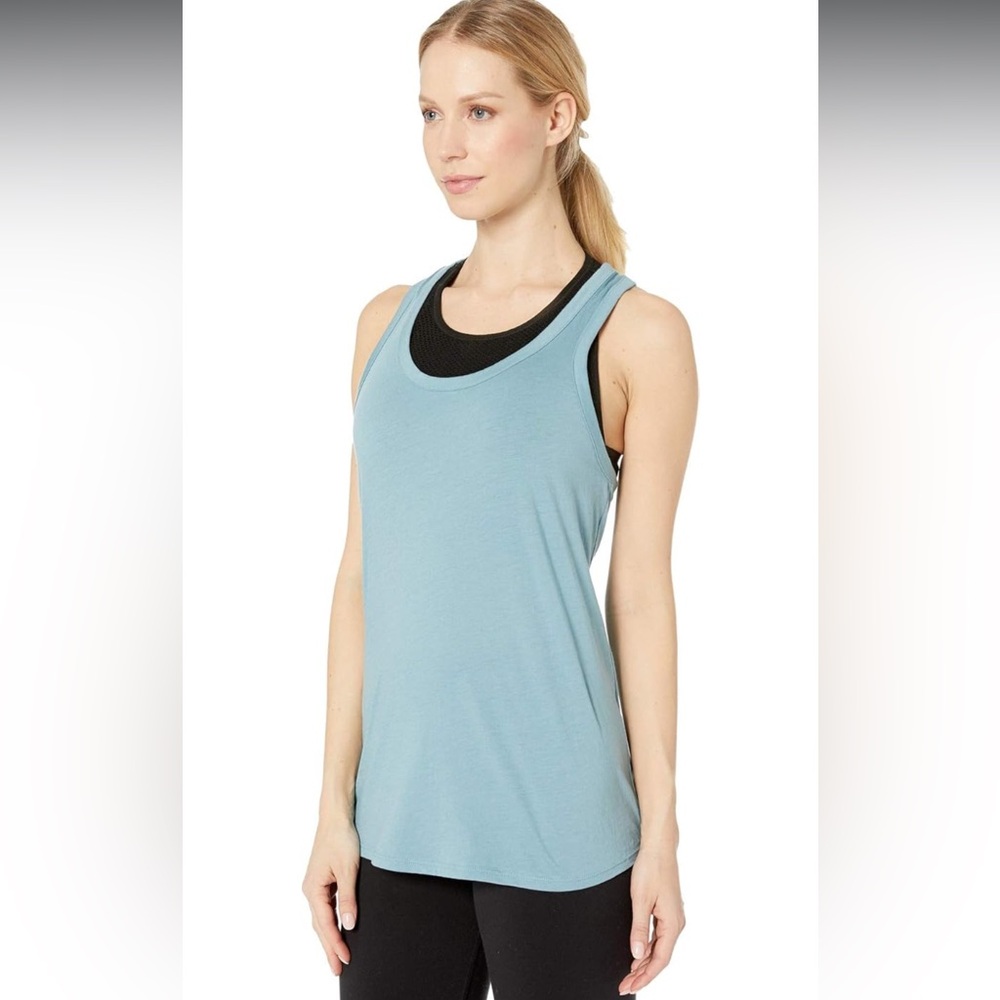 Beyond Yoga All About It Racerback Tank Top Size Large NWOT Blue cotton yoga